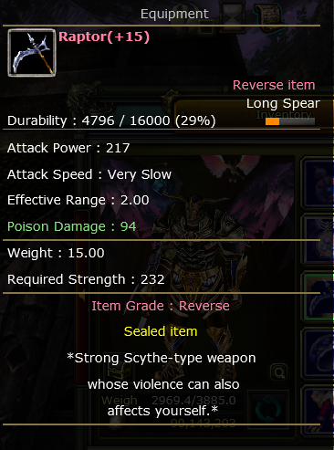 RAPTOR +15  Reverse - Zero Knight Online